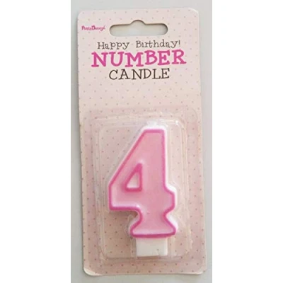 Afbeelding van Candela Compleanno Roze Numero 4 Quattro da 7 cm