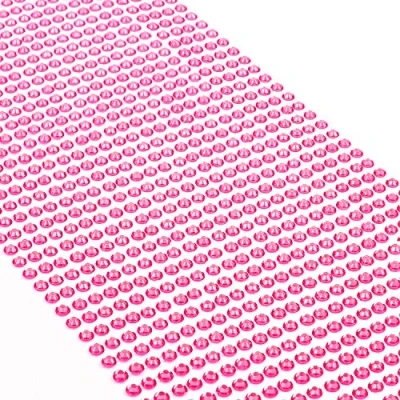 Afbeelding van Movoja 1200 stuks roze strass steentjes, rond, 3 mm, stickers om te versieren en knutselen, decoratieve stenen op plakken, stenen, knutselstenen,