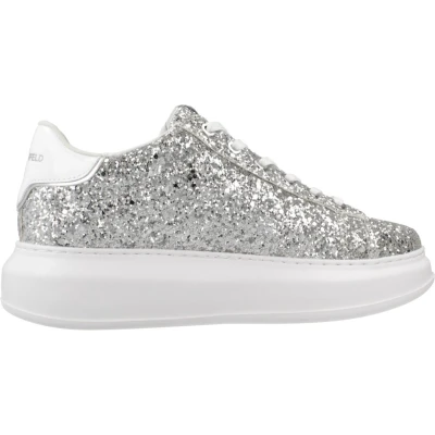 Afbeelding van KARL Lagerfeld Kapri LACE Sneakers laag, Dames, Maat: 37, Heavy glitter silver Leer en textiel