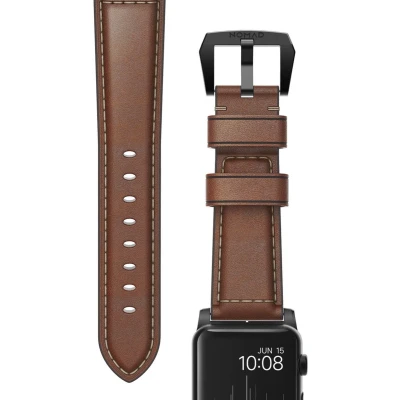 Afbeelding van Nomad traditional leather strap Apple Watch 42mm / 44mm 45mm 49mm bruin zwart NM1A4RBT00