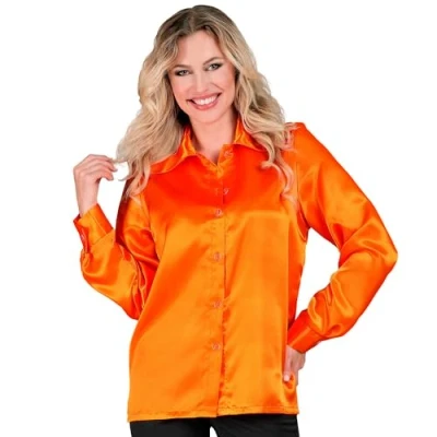 Afbeelding van Widmann 100% NL &amp; Oranje Kostuum Jaren 70 Blouse Satijn Vrouw Large Carnavalskleding Verkleedkleding