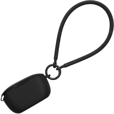 Afbeelding van kwmobile oordopjes case geschikt voor JBL Vibe Buds hoesje Oortjes cover met handstrap in ear koptelefoon hoes Silicone zwart