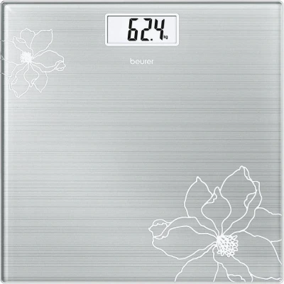 Afbeelding van Beurer GS 10 Personenweegschaal Digitaal Tot 180 kg 30 x cm Weegvlak veiligheidsglas Quick Start Incl. batterij 5 Jaar garantie Glitter Grijs