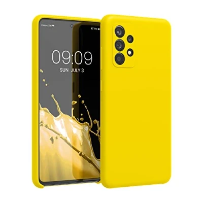 Afbeelding van kwmobile telefoonhoesje geschikt voor Samsung Galaxy A52 / 5G A52s Hoesje met siliconen coating Smartphone case in stralend geel