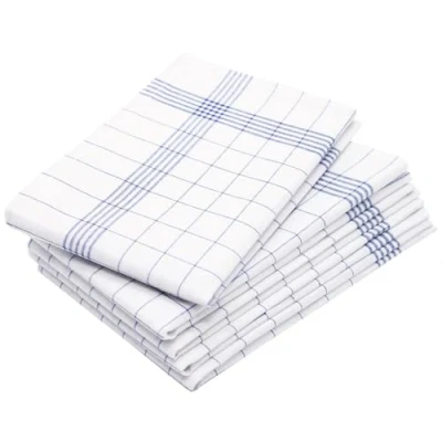 Afbeelding van ZOLLNER Set van 5 theedoeken, linnenmix, 50 x 70 cm, blauw/wit geruit