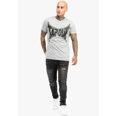 Afbeelding van Tapout Normale Passform LOGO Tshirt print, Heren, Maat: Medium, Marl grey black