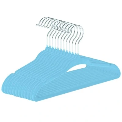 Afbeelding van 15 stuks fluwelen kleerhangers voor babykleding antislip haak 360 blauw