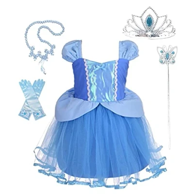Afbeelding van Lito Angels Prinses Assepoester Fancy Dress Up voor meisjes en kinderen, halloweenkostuum, verjaardagsfeest, tule rok met accessoires leeftijd 3 4 jaar, 107