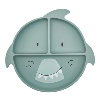 Afbeelding van Siliconen bord met vakjes en zuignap Mr. Shark