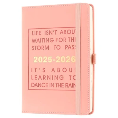 Afbeelding van Schoolagenda 2025 2026, dagelijkse planner 25/26 pagina&#039;s per dag, midden juni tot juli planningsdagboek met penhouder/maandelijkse tabbladen (roze 07 06 2026)