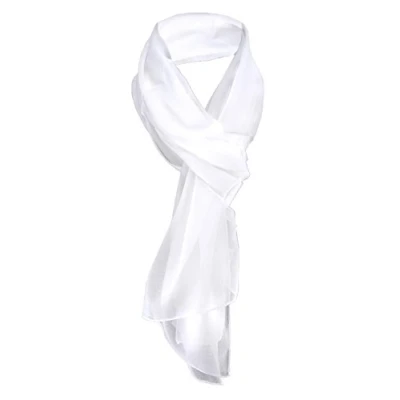 Afbeelding van TigerTie Chiffon sjaal voor dames, effen kleur, maten van de sjaal: 160 cm x 36 cm, Made in Italy, Wit