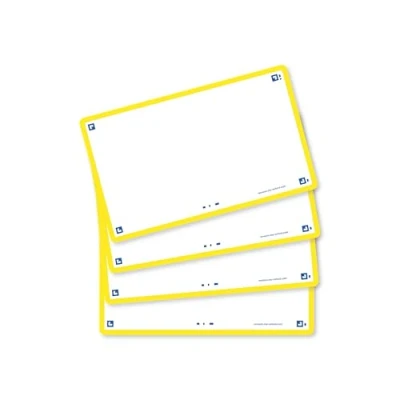 Image de OXFORD Flash 2.0 80 Fiches Bristol Cards 7,5 x 12,5cm Fond Blanc Uni Cadre Jaune