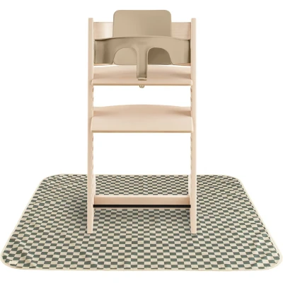 Afbeelding van Mushie knoeimat olive check 108x108 cm