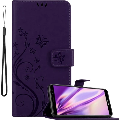 Afbeelding van Cadorabo Hoesje geschikt voor Huawei MATE 10 LITE in BLOEMEN DONKER PAARS Beschermhoes bloemmotief met magnetische sluiting, standfunctie en kaartsleuven Book Case Cover Etui