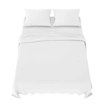 Afbeelding van Dreamzie Poligino Beddengoed, 150 x 200 cm, 4 delig, van microvezel, hoeslaken, bedlaken voor tweepersoonsbed, 230 270 2 kussenslopen 50 80 Oeko Tex gecertificeerd, wit