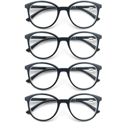 Afbeelding van MODFANS 4 stuks leesbrillen 3,5 heren en dames, bril met vergrootglas, takken veer, licht montuur
