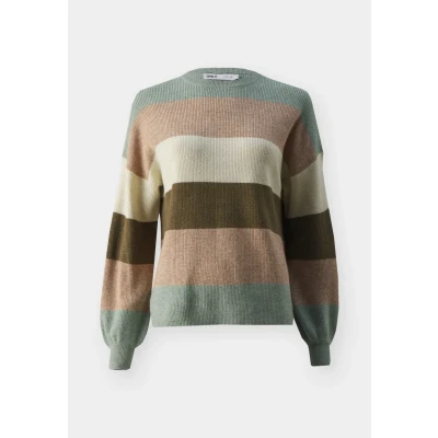 Afbeelding van ONLY Onlatia LS Stripe Trui, Dames, Maat: XXL, Hedge green/toasted coconut/pumice stone/breen