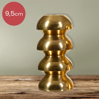 Afbeelding van Gouden aluminium ribbel kandelaar voor 1 kaars 9,5 cm kerstdecoratie kerst luxe theelichthouder kaarsjes