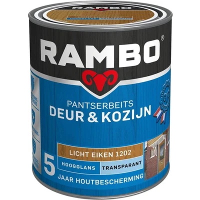 Afbeelding van Rambo Pantserbeits Deur &amp; Kozijn Transparant Hoogglans Licht Eiken 1202