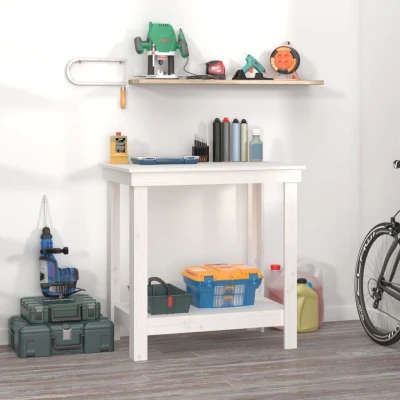 Afbeelding van Werkbank 80x50x80 cm massief grenenhout wit