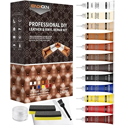 Afbeelding van Endhokn Renovator leer reparatieset vinyl voor scheuren en gaten in meubels, banken, autostoelen, leren kleding, tassen (3 zwart, 2 wit) (lederreparatieset)
