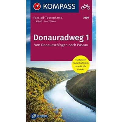Afbeelding van Kompass Fietskaarten FTK7009 Fietskaart Donauradweg 1