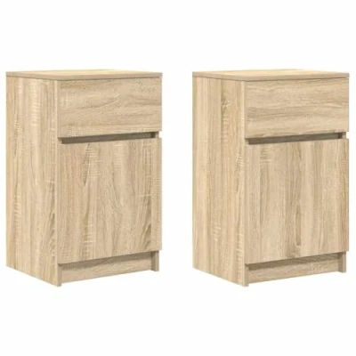 Afbeelding van vidaXL Nachtkastjes 2 st 39x35x65 cm bewerkt hout sonoma eikenkleurig