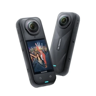 Afbeelding van Insta360 X5 Action Cam waterdicht 360 in 8K, geweldig bij weinig licht, onzichtbare selfiestick, verwisselbare lenzen, 3 uur batterijduur, winddichte schaal, stabilisatie, ontwerp met drievoudige