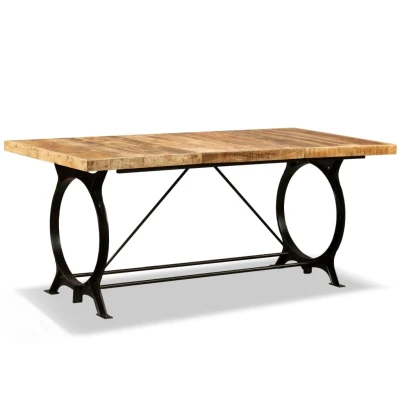 Afbeelding van Eettafel 180 cm massief ruw mangohout