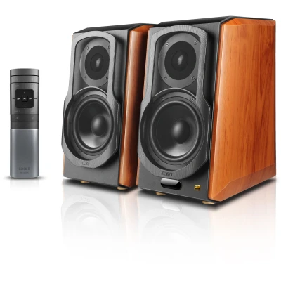 Afbeelding van Edifier S1000W actieve Wifi boekenplank speaker Walnoot (per paar)