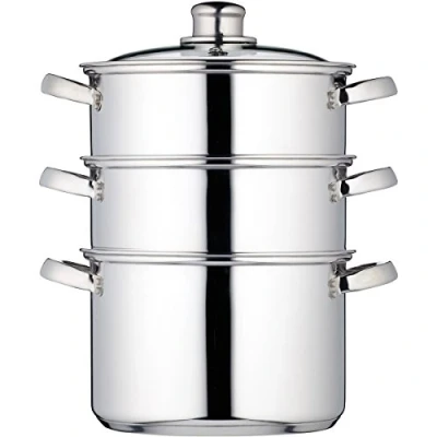 Afbeelding van KitchenCraft 3 Laags Stoompan / Soeppan in Cadeauverpakking Veilig voor Inductie Roestvrijstaal 20 cm
