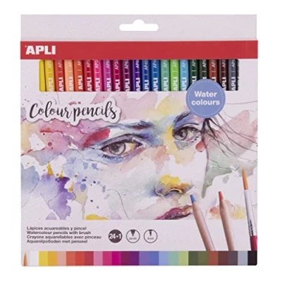Afbeelding van APLI 18913 24 aquarelkleurpotloden met kwast