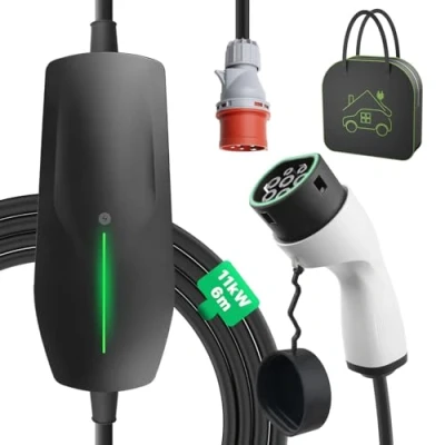 Afbeelding van EIDYBOX Elektrische autolader type 2 Stazioni di Ricarica draagbare Wallbox 11kW 16A driefasig met CEE stekker, 6 m tas, voor EV en PHEV, IP66