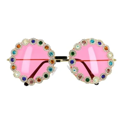 Afbeelding van Boland Partybril Crystal Multi Volwassenen 60&#039;s &amp; 70&#039;s Hippies Flower Power Hippie Festival