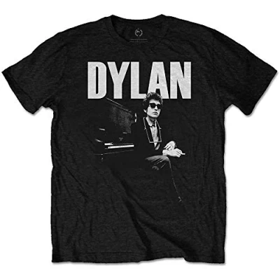 Afbeelding van Bob Dylan At Piano Heren T shirt XL Zwart