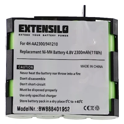 Afbeelding van EXTENSILO Reservebatterij voor Compex 941210, 941213, 4H AA1500, AA2000 medisch apparaat (2300 mAh, 4,8 V, NiMH)