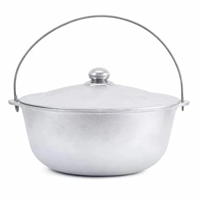 Afbeelding van Kazan Tatarski gegoten aluminium, Aziatische ketel met handvat en deksel, toeristische braadpan van aluminium handvat, 6 liter