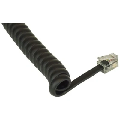 Image de Câble spirale RJ10 mâle/mâle, max. 2m noir, affecté 1:1