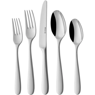 Afbeelding van Sola Bestekset Nordica 8 Persoons Signature 70 delig Vaatwasserbestendig Zilverwit Edelstaal 18/10 RVS Zilver