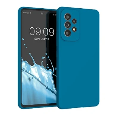 Afbeelding van kwmobile telefoonhoesje geschikt voor Samsung Galaxy A53 5G Hoesje met siliconen coating Smartphone case in Caribisch blauw