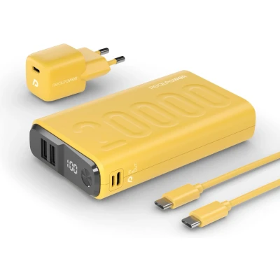 Afbeelding van RealPower PB 20000 Power Pack Powerbank mAh Li ion USB, USB C Geel