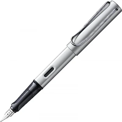 Afbeelding van LAMY AL star 025 vulpen van aluminium in de kleur lichtzilver met transparant handvat en stalen veer veerdikte EF