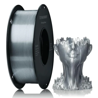 Afbeelding van Silk PLA filament, 1,75 mm, voor 3D printers, Tinmorry, 1 kg zijdedraad, zilver