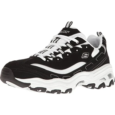 Afbeelding van Skechers D&#039;Lites Sneakers voor heren, Black Trubuck White Mesh Silver Trim