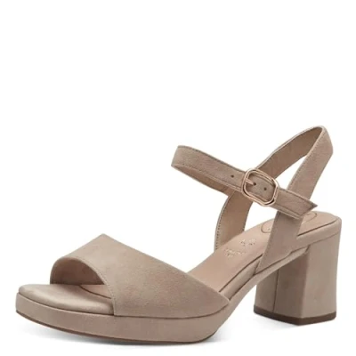 Afbeelding van TAMARIS 8 88309 42 damessandalen met hak, Beige suède