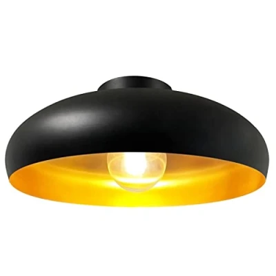 Afbeelding van bamyum plafondlamp, zwart, metaal, 40 cm, voor keuken, industriële plafondlamp eetkamer, kantoor, kroonluchter, woonkamer, vintage, zwart