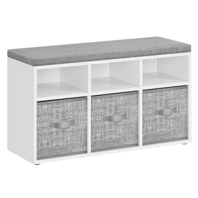 Afbeelding van VASAGLE Schoenenbank met 6 vakken en 3 verstelbare planken, opbergdozen voor hal, woonkamer slaapkamer, taupe LSB101W14