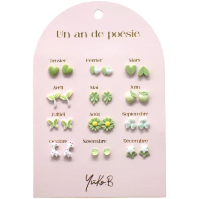 Afbeelding van Yuko b. oorbellen groen 12 paar