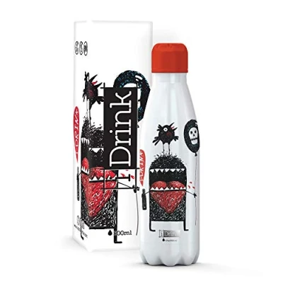 Afbeelding van I drink Thermosfles Monster 500 Ml Rvs Wit/zwart