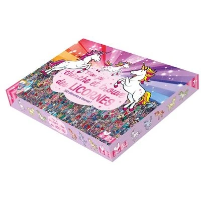 Image de Mon jeu cherche et trouve des licornes coffret avec plateau cartes